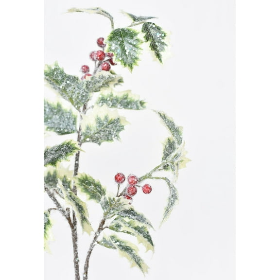 28" Faux Winter Holly Stem