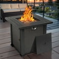 thumbnail image 1 of 28" Fire Pit Table, Propane Fire Pit with Lid, Lava Rocks, 50000 BTU Outdoor Gas Fire Pit, Metal Square Propane Fire Pit for Outside Garden Backyard Deck Patio, Brown, LLL4008, 1 of 12