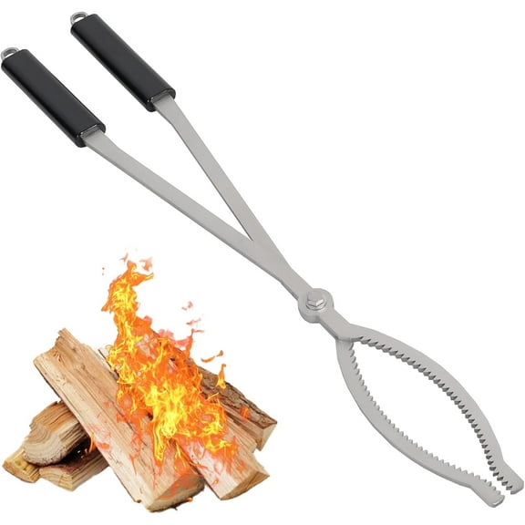 CKLT 28in Fire Tongs Log Grabber for Fire Pit, Stainless Steel Fireplace Tools