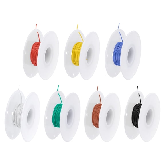 28 Gauge Silicone Wire 28AWG Stranded Wire Tinned Copper Wire High Temp Wire Spool 7 Color 7.5m/24.6ft 7pcs