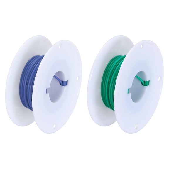 28 Gauge Silicone Wire 28AWG Stranded Wire Tinned Copper Wire High Temp Wire Spool Blue/Green 7.5m/24.6ft 2pcs