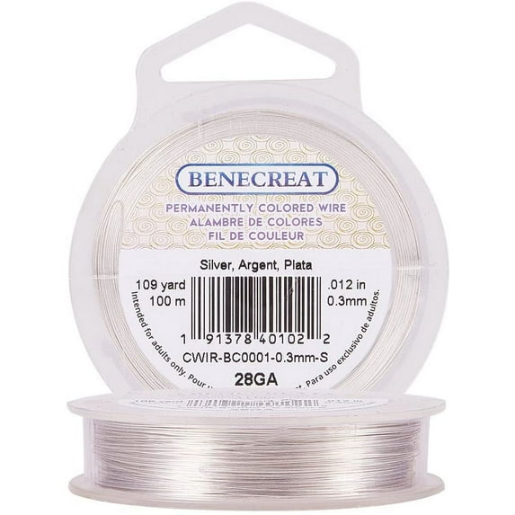 28-Gauge Tarnish Resistant Silver Coil Wire 328-Feet/109-Yard Copper Wire for Beading Jewelry Crafts Making