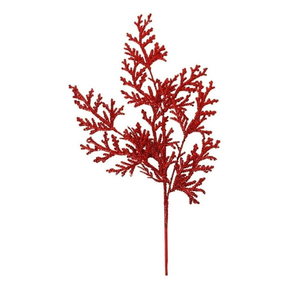 28" Glitter Lycopodium Spray: Red