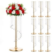 28" Gold Vases for Wedding Table Centerpiece Set of 10 Metal Flower Stand for Wedding Aisle Decor