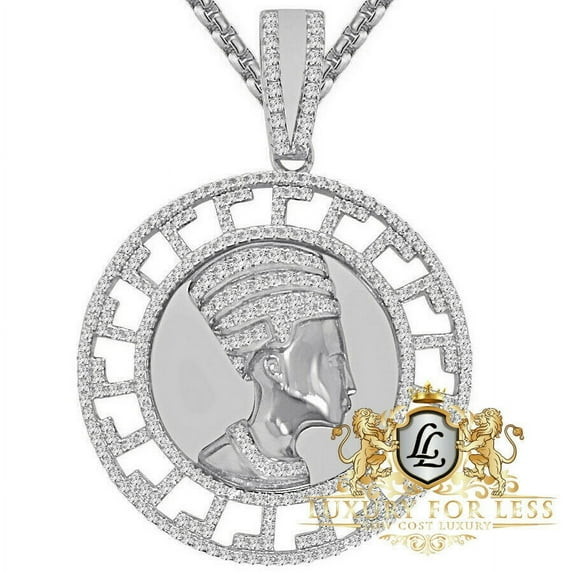 28 + Grams Real Silver Egyptian Queen Nefertiti Pharaoh Greek Charm Pendent 2''