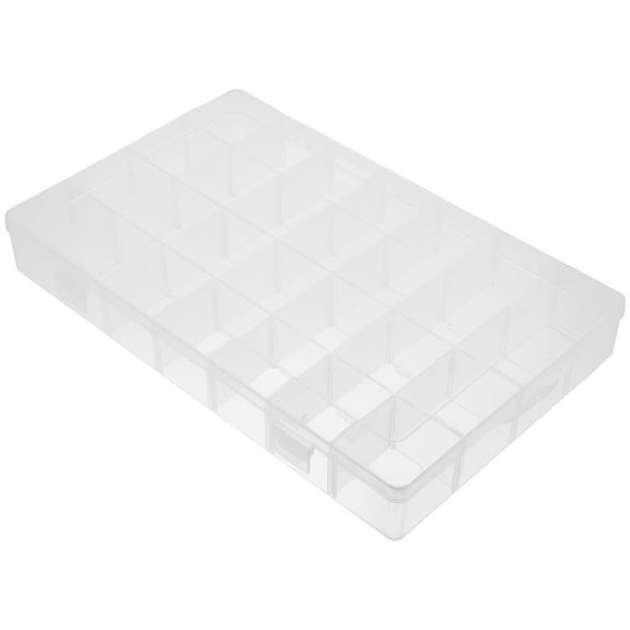 UKCOCO Durable Clear Plastic Jewelry Storage Box with 28 Compartments and Dividers