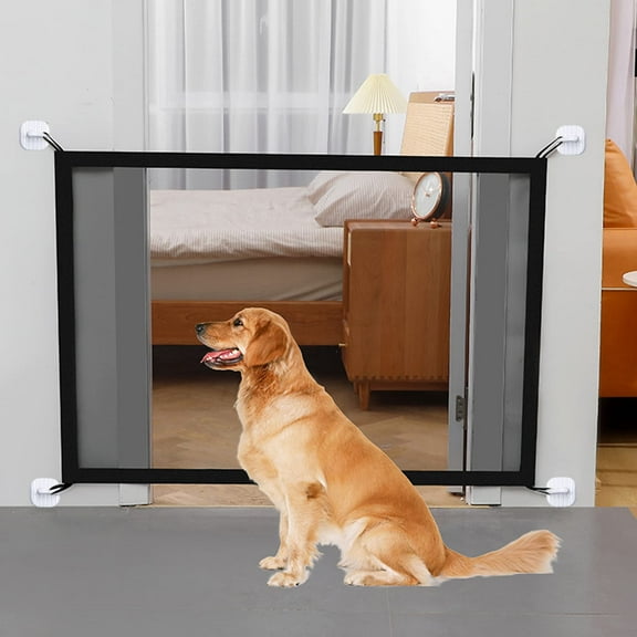 28" H Short Dog Gate Pet Gates Puppy Gate, 43" L Step Over Pet Fence, Mesh Retractable Indoor Outdoor Expands Up to 43 Inches Small Baby Gates for Doorways Stairs