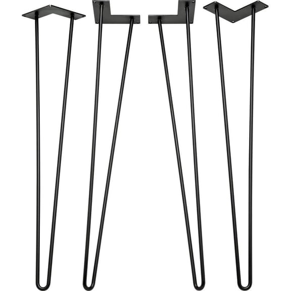 28 Hairpin Table Legs (4-Pack) - Durable & Power-Coated Steel Legs for Table - Pared-Down Hairpin Look Metal End Table Legs - DIY Mid Century Legs for Furniture Decor
