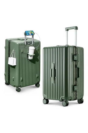 28" Hardside Large Checked Luggage, Zipperless Aluminum Frame Suitcase,Hardshell Suitcase With Four Multi-directional Wheels, Scratch-Resistant Shell,TSA Lock, Charger Port