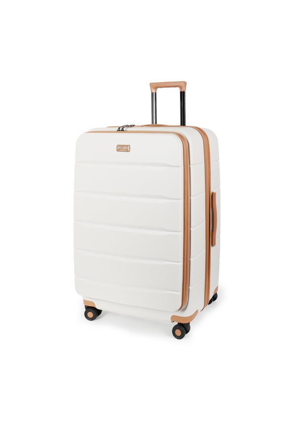 28" Hardside Large Checked Spinner Luggage Expandable Front-Opening Suitcase with TSA Lock, Beige,CY2431