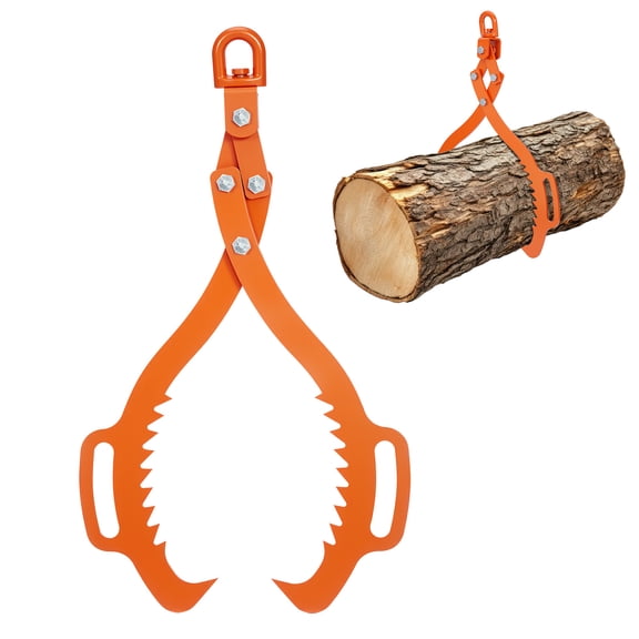 28" Heavy Duty Log Lifting Tongs - 1500 LB Capacity, Serrated Steel Claw Grabber w/360° Swivel for Firewood, Lumber & Forestry (Fits Tractors/ATVs)