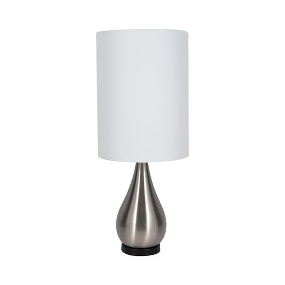 28"Hx14" Diameter, Metal Teardrop Table Lamp, Silver, Modern Table Lamp for Room and Office, Brushed Nickel Finish