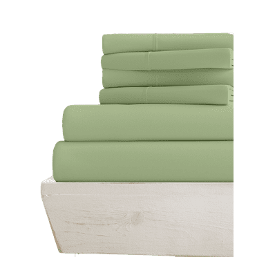 28-INCH EXTRA DEEP POCKETS - 6 PC Alaskan King Sheet Set - (Extra Pillowcases, Fitted & Flat) 300-Thread-Count 100% Egyptian Cotton - 300TC Cotton- Sage