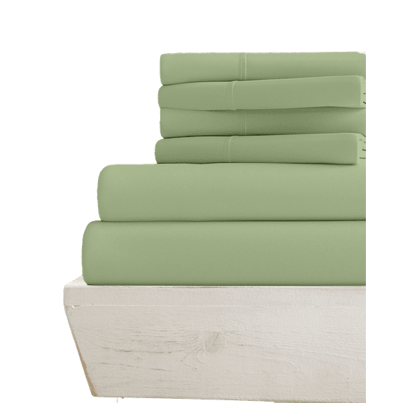 28-INCH EXTRA DEEP POCKETS - 6 PC Queen-XL Sheet Set - (Extra Pillowcases, Fitted & Flat) 400-Thread-Count 100% Egyptian Cotton, Soft Breathable 400TC Cotton- Sage