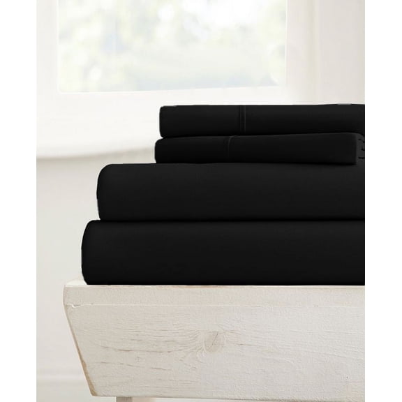 28-INCH EXTRA DEEP POCKETS - 700-TC Full Size 4PC Sheet Set - Premium 700-Thread-Count 100% Egyptian Cotton - Black