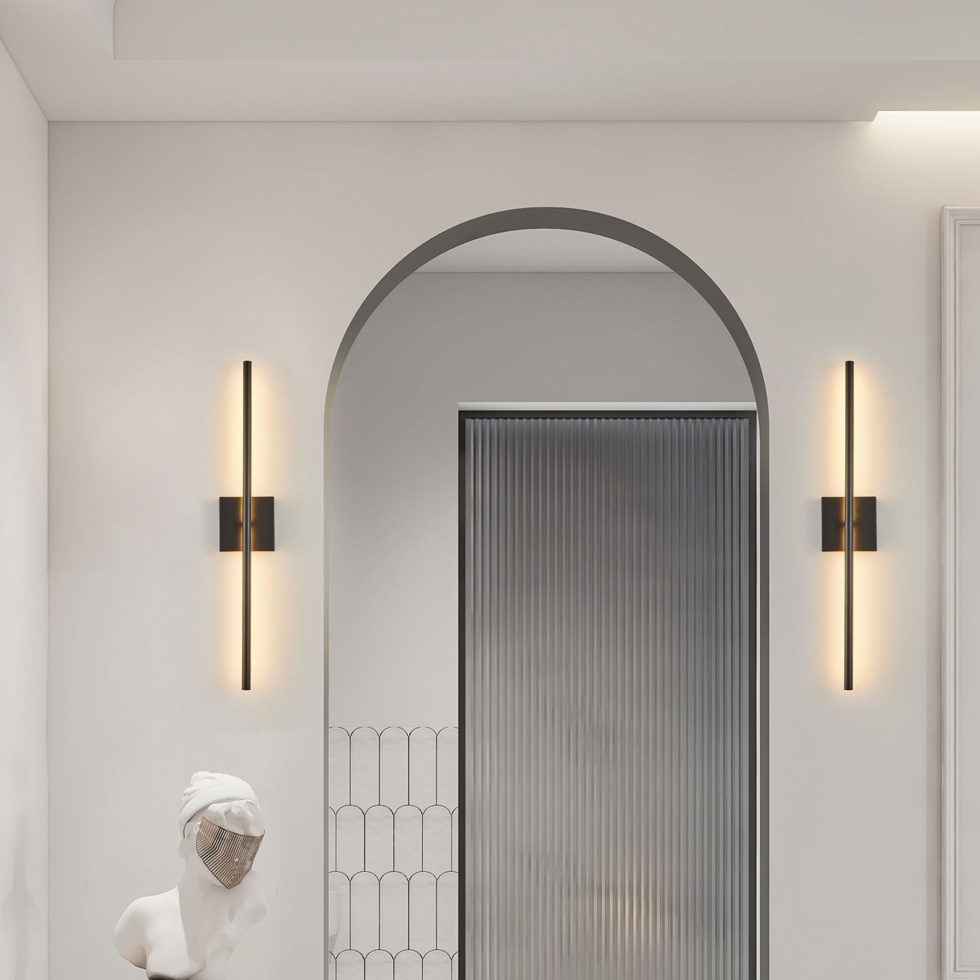 28 Inch 2-Pack Modern LED Wall Sconce, Dimmable Indoor Wall Light Fixture with Black Matte Finish, Up Down Lighting for Living Room, Bedroom, Hallway, Hardwired (3000K-6500K, 95 CRI)
