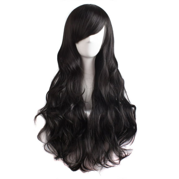 28 Inch/70 cm Charming Women's Long Curly Full Hair Wig (Black)