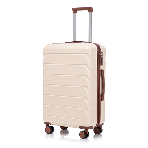 28 Inch ABS Hard Shell Large Travel Checked Luggage (Beige)
