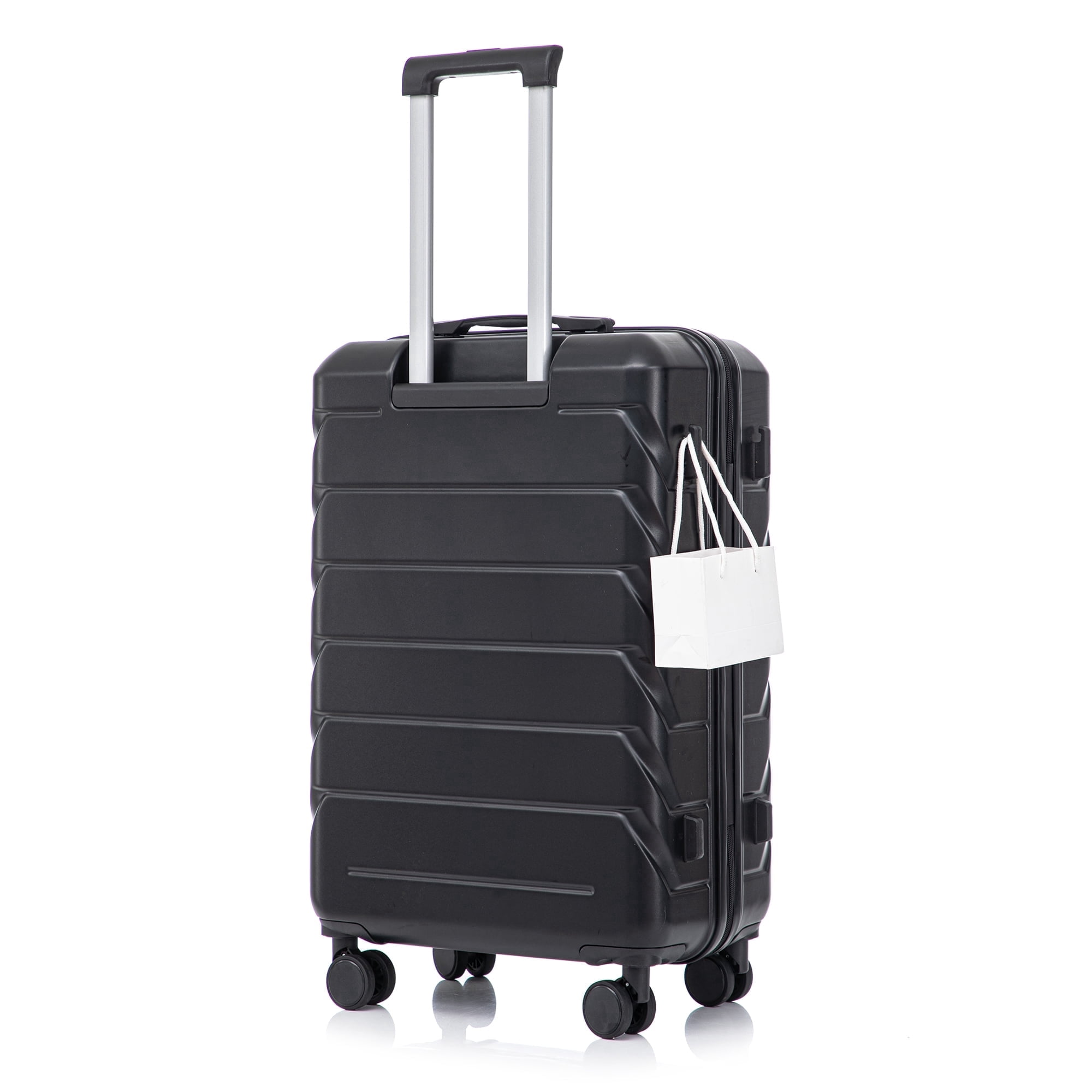 28 Inch ABS Hard Shell Large Travel Checked Luggage - Scratch Resistant Surface Four Multi-Directional Wheels, With Combination Lock and Side Hooks .(Black)