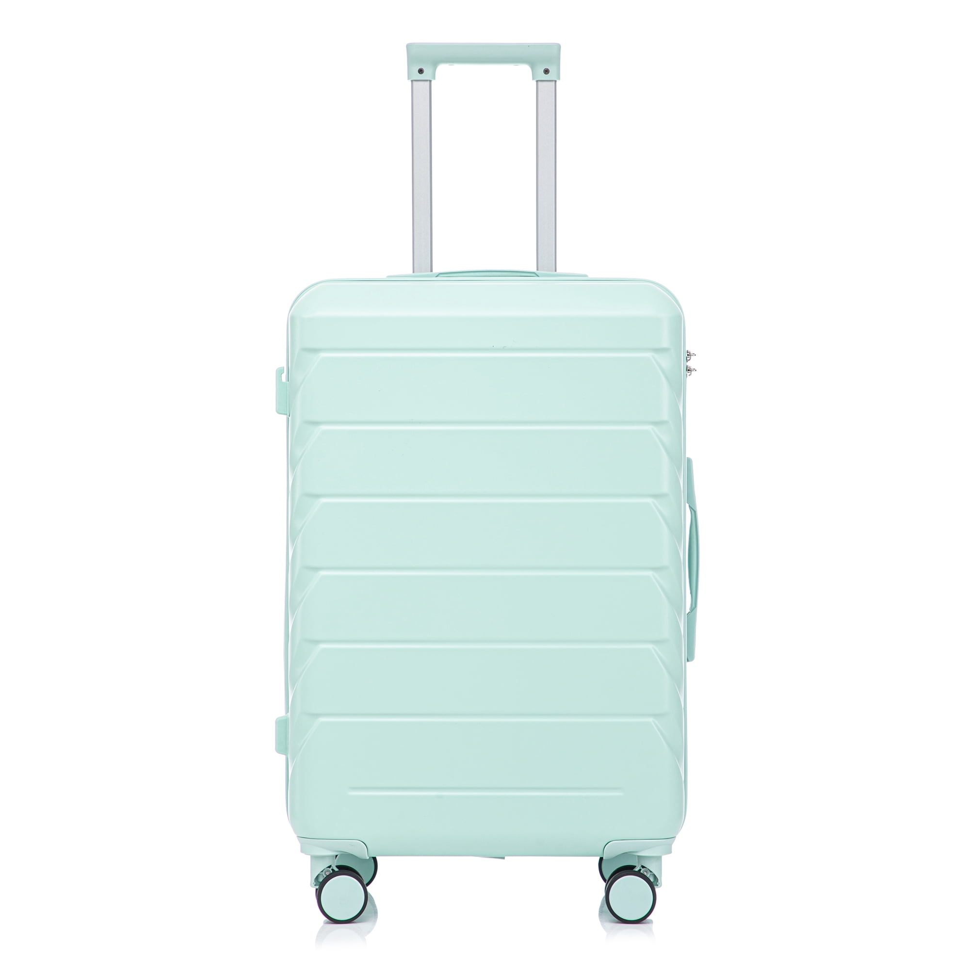 28 Inch ABS Hardside Checked Luggage, Scratch Resistant Spinner Suitcase with Combination Lock