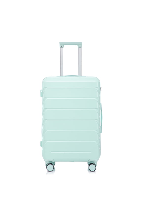 28 Inch ABS Hardside Checked Luggage, Scratch Resistant Spinner Suitcase with Combination Lock