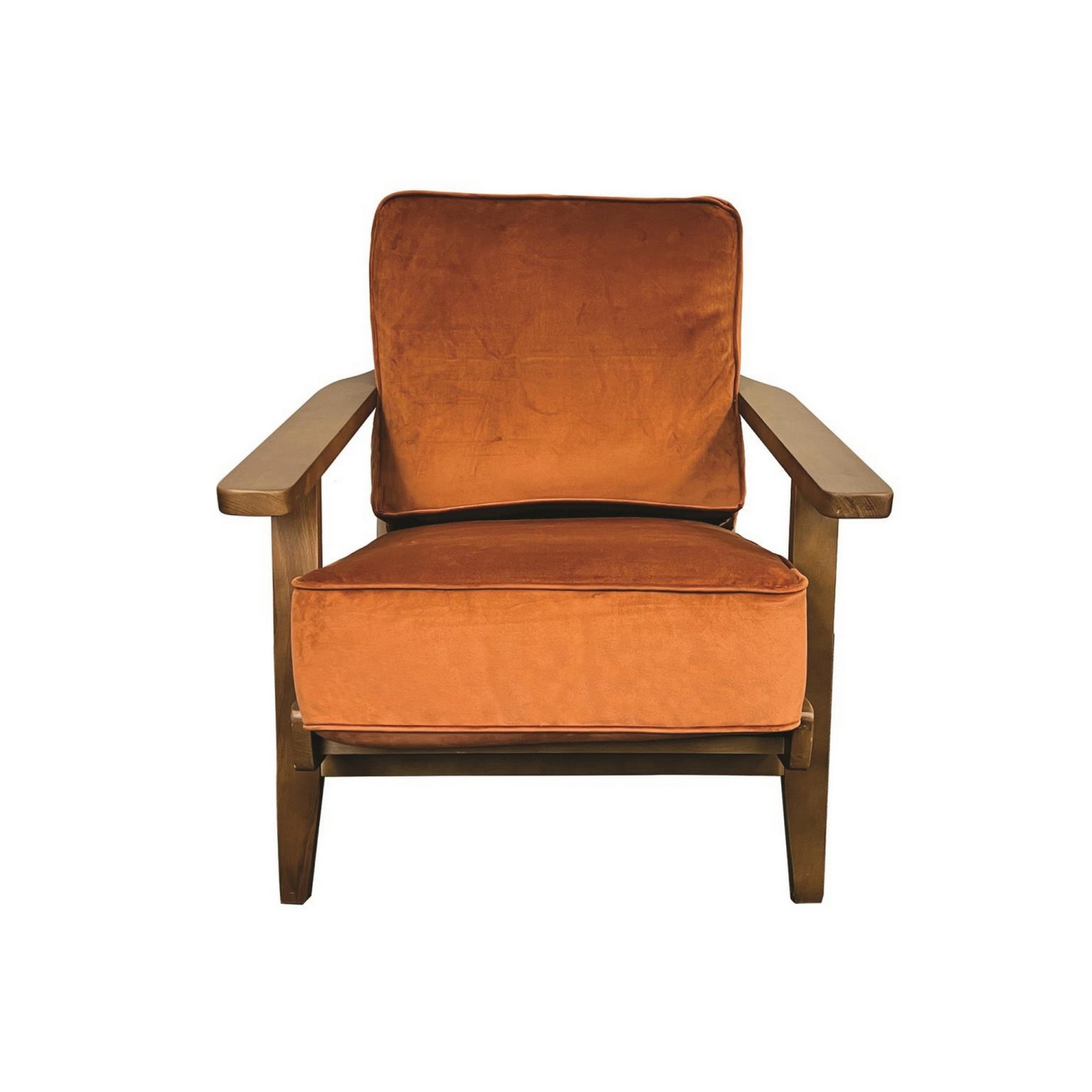 28 Inch Accent Armchair, Cushioned Seat and Back, Burnt Orange ...