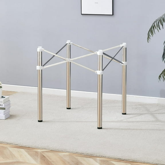 28-Inch Adjustable Metal Table Legs, Silver, Folding Design for Space-Saving, Ideal for Tables, Desks, Coffee and Dining