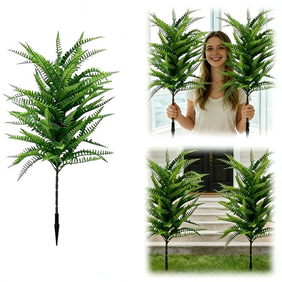 28 Inch Artificial Green Bush, Fade-Resistant Faux Tree for Outdoor Garden Potted Arrangement, No Maintenance, Realistic Ground Cover Leaves, Home Decor