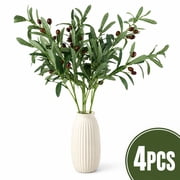 28 Inch Artificial Olive Branches - Silk Leaf Greenery Stems for Vase Arrangements,Wedding,and Home Decor,4 Pcs