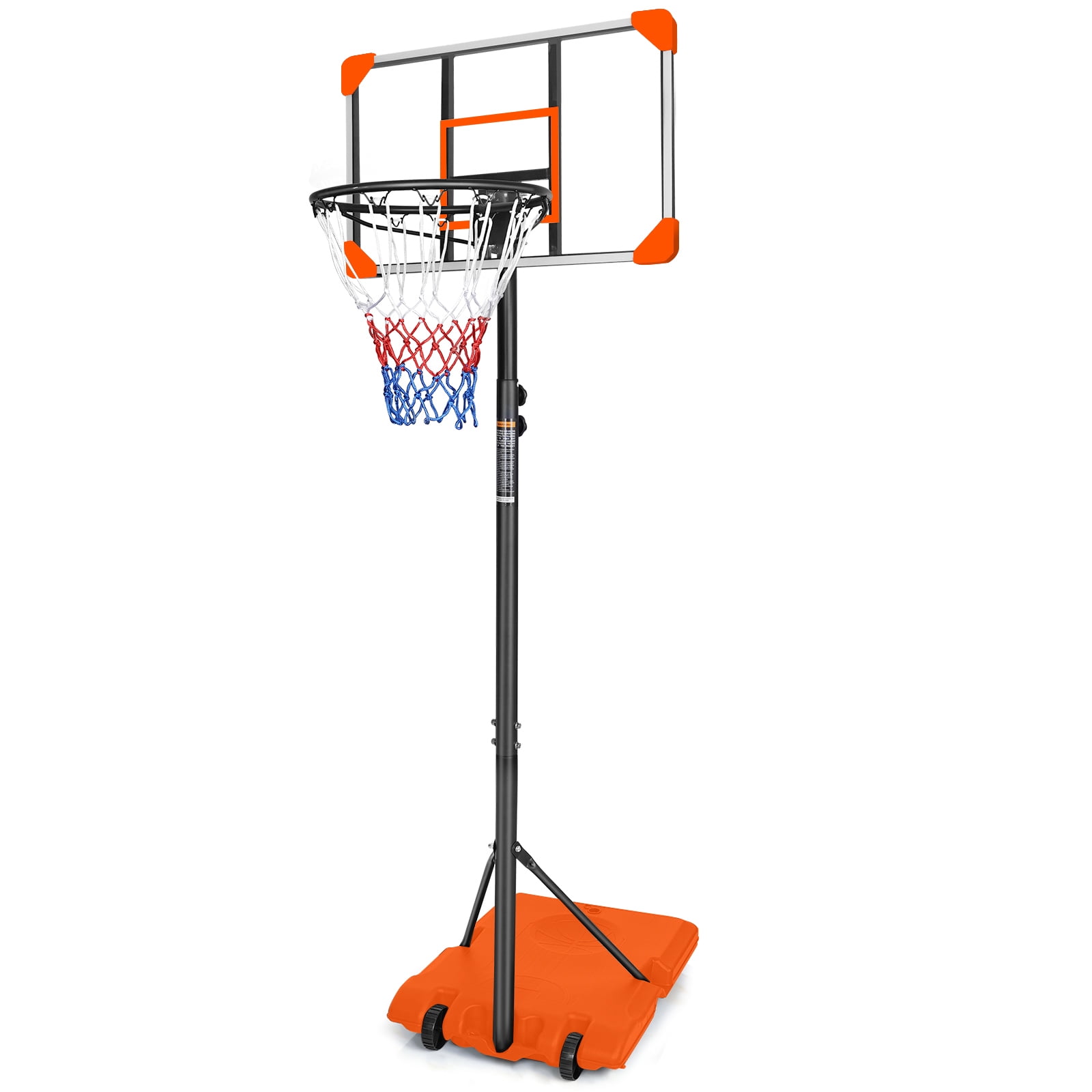 28 Inch Backboard Portable Basketball Hoop, Height Adjustable 5.6-7ft Basketball Goal with Fillable Base & Wheels, Indoor Outdoor Sports Set for Teens and Youths