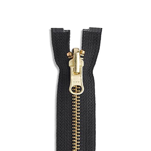 28 Inch Black Reversible Zipper, Heavy Duty, Separating, Brass Teeth, Polyester Tape