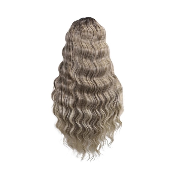 28 Inch Body Wavy Lace Part Wig Brown Synthetic Wig for Women