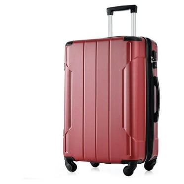 28 Inch Checked-Large Luggage with Wheels Aluminum Alloy Corner Hard Shell Suitcase TSA Luggage Suitcases for Travel Woman Men(Red)