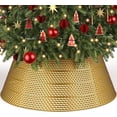 thumbnail image 1 of 28 Inch Christmas Tree Collar, Metal Holiday Skirt Decor Accessory, Christmas Tree Cover for Christmas Tree Decorations - Gold, 1 of 7
