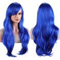 28 Inch Curly Wavy Hair Wig,Heat Resistant Cosplay Wig with Wig Cap for ...