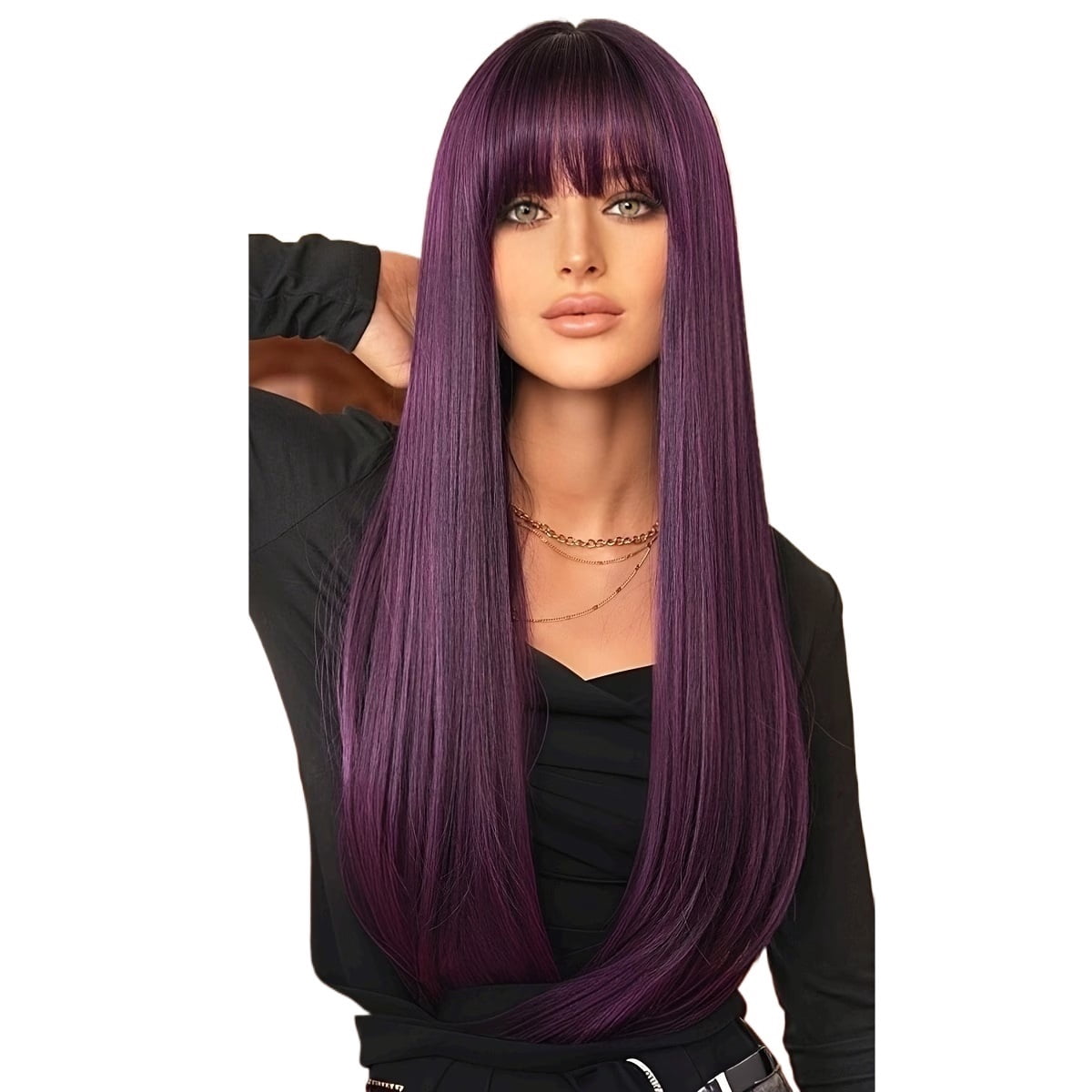 28 Inch Dark Purple Long Straight Hair Wig With Bangs High Density 28-inch-dark-purple-long-straight-hair-wig-with-bangs-high-density
