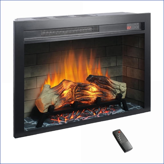 28-Inch Electric Fireplace Insert with Multicolor Flames | Tempered Glass+Sheet Metal | Primary Living Space