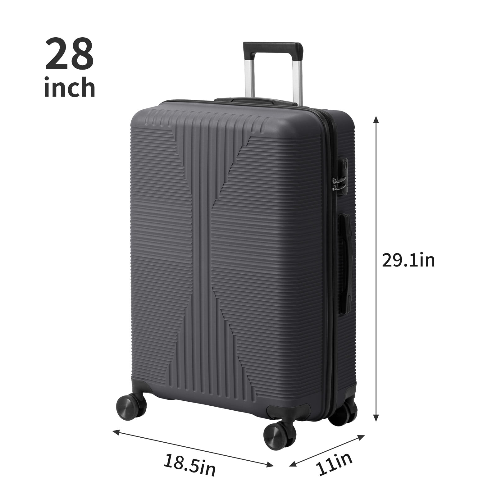28 Inch Expandable Hard Shell Checked Suitcase, 360 Silent Spinner Wheels Luggage for 7+ Days Long Family Travel