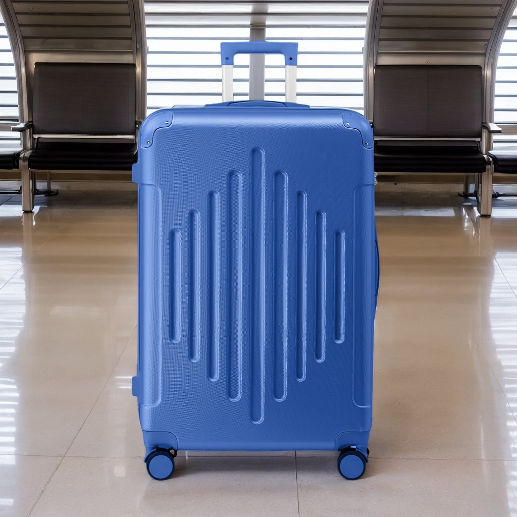 28 Inch Extra Large ABS Checked Luggage with Diamond Texture & Reinforced Corners, Deep Blue