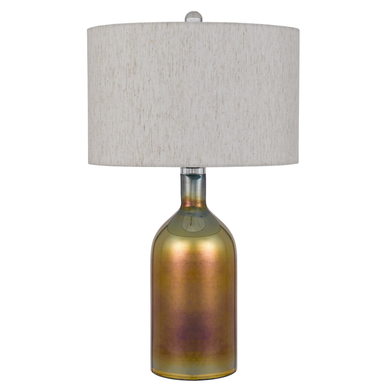 28 Inch Glass Bottle Table Lamp, Drum Shade, Dimmer, Bronze- Saltoro ...