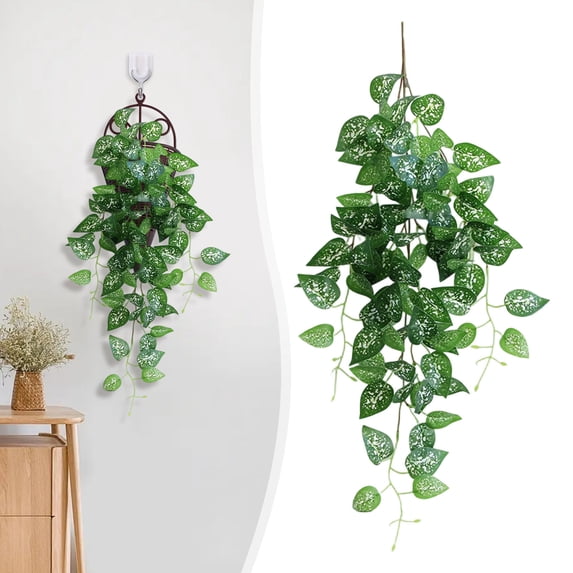 28 Inch Green Plant Hanging Ornament F – Miyuadkai Artificial Hanging Vines Trailing & Red Maple Leaves, Greenery for Wall, Home & Balcony Decor (Multiple Styles)