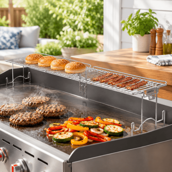 28-Inch Griddle Warming Rack Clip-On for Blackstone, Stainless Steel Construction