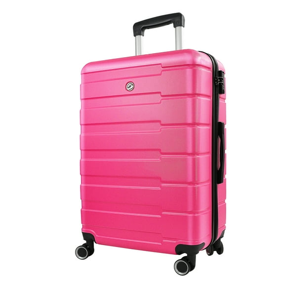 28"Luggage Suitcase with TSA Lock, Hardside Carry-on Luggage with Spinner Wheels, Travel Trolley Case with Adjustable Telescoping Handle, Rose Red