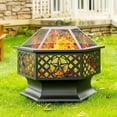 thumbnail image 1 of 28 Inch Hex-Shaped Fire Pit,  Fire Pits for Outside with Spark Screen&,Metal Hexagon Outdoor Firepit for Backyard,Bonfire,Patio,Party,Garden,Picnic and Camping(28'' Black), 1 of 6