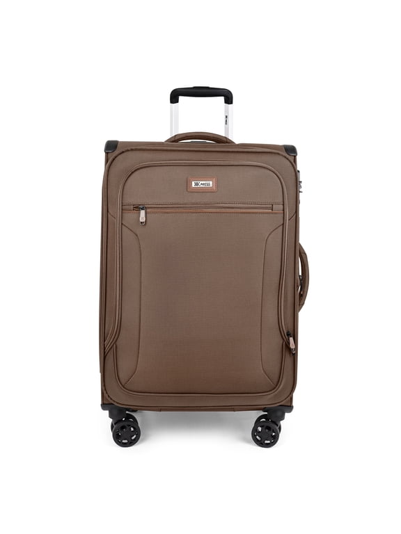 28" Large Expandable Softside Luggage with Spinner Wheels & TSA Lock, Coffee, Xj1907
