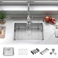 thumbnail image 1 of 28-Inch Nano-Coated Drop-in 304 Stainless Steel Kitchen Sink Single Bowl with Colander, Drying Rack and Strainer, 1 of 10