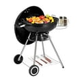 thumbnail image 1 of 28-Inch Portable Charcoal Grill with Wheels and Storage Holder, Porcelain-Enameled Lid and Ash Catcher & Thermometer, Round Barbecue Kettle Grill Bowl Wheels for Outdoor Party Camping Picnic, 1 of 13