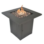 28-Inch Propane Fire Pit Table, Gas Square Outdoor Fire Table Dinning with Lid, Lava Stone, 50000BTU, ETL Certification, for Outside Garden Backyard Deck Patio