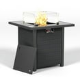 thumbnail image 1 of 28 Inch Propane Fire Pit Table, Rattan, Wicker-Look, 50000 BTU Gas Firepits Tempered Glass Tabletop with Glass Windscreen Protector for Outside Patio and Garden, Coffee, 1 of 1