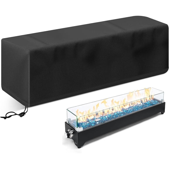 28 Inch Rectangular Outdoor Fire Pit Table Cover, 600D Waterproof UV Resistant with Drawstring